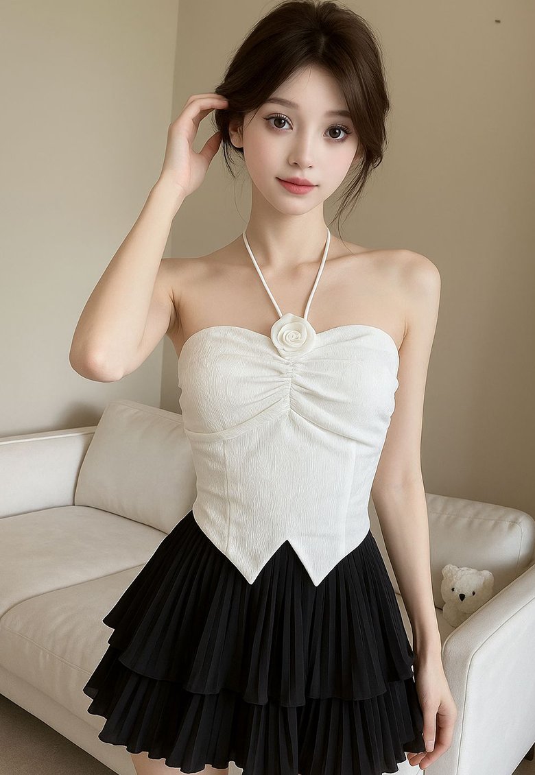 Pleated Mini Skirt Set