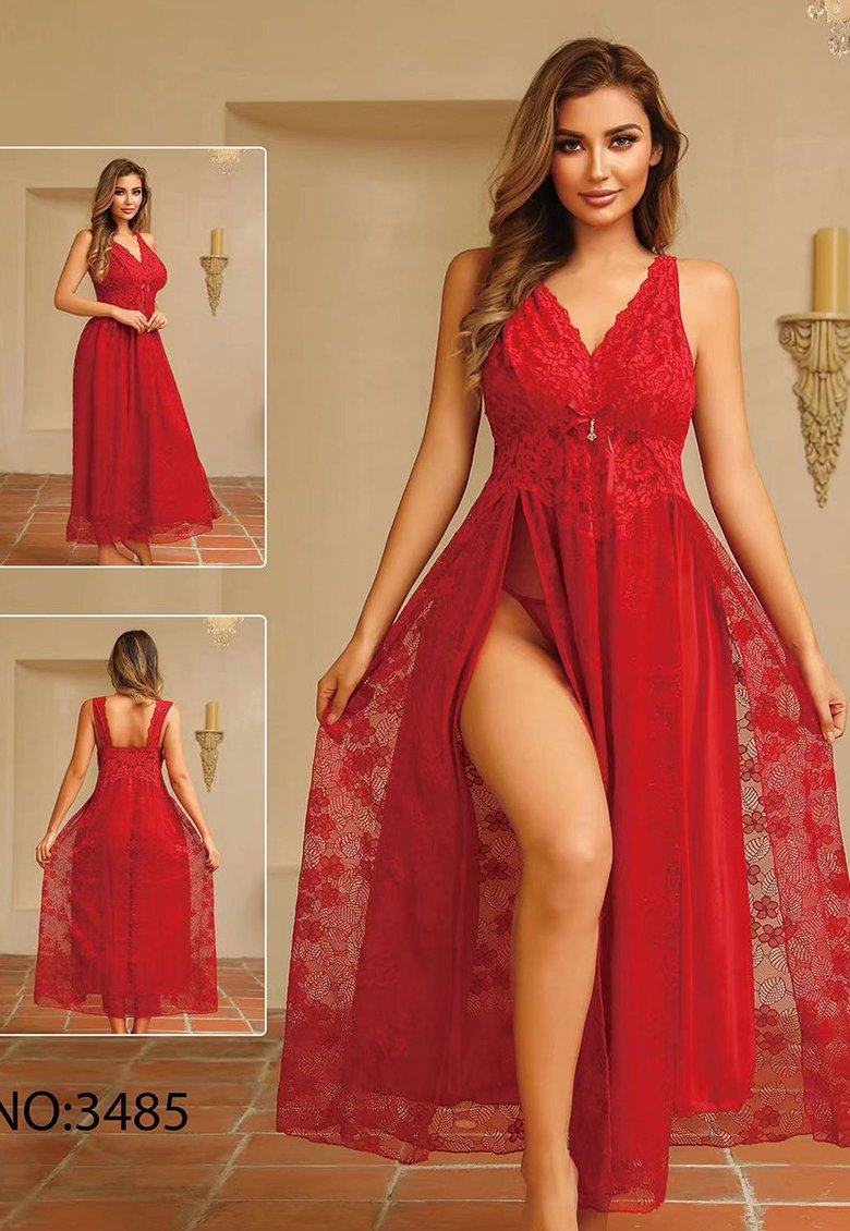 Red Lace Maxi Gown
