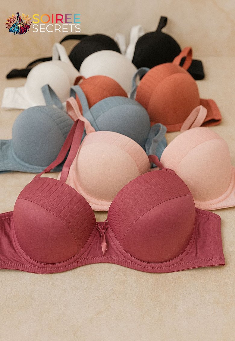 Red Ribbed Plunge Bra